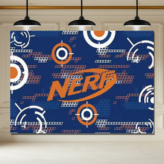 Layoris Blue Orange Nerf Theme Game Boys Party Backdrop