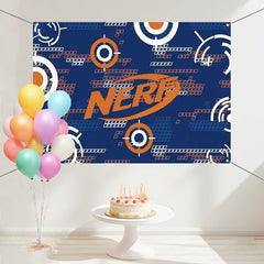 Layoris Blue Orange Nerf Theme Game Boys Party Backdrop