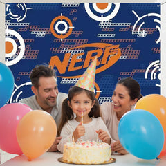 Layoris Blue Orange Nerf Theme Game Boys Party Backdrop