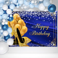 Layoris Blue Balloon Heels Diamond Ladies Birthday Backdrop