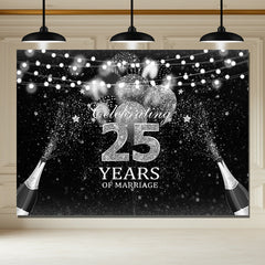 Layoris Celebrate 25 Years Marriage Silver Glitter Backdrop