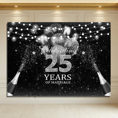 Layoris Celebrate 25 Years Marriage Silver Glitter Backdrop