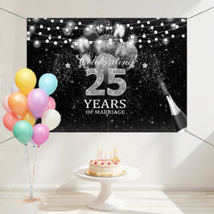 Layoris Celebrate 25 Years Marriage Silver Glitter Backdrop