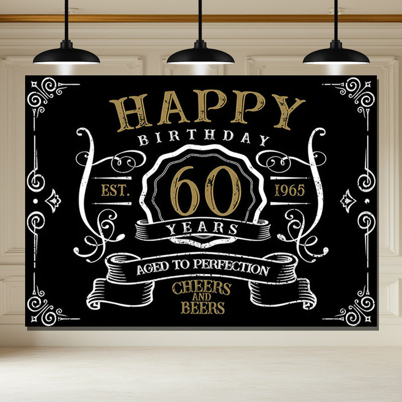 Layoris Age To Perfection Black Happy 60Th Birthday Backdrop