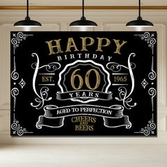Layoris Age To Perfection Black Happy 60Th Birthday Backdrop