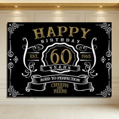 Layoris Age To Perfection Black Happy 60Th Birthday Backdrop