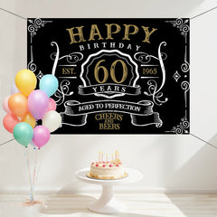 Layoris Age To Perfection Black Happy 60Th Birthday Backdrop