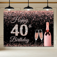 Layoris Shining Pink And Black Lady 40Th Birthday Backdrop