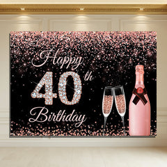 Layoris Shining Pink And Black Lady 40Th Birthday Backdrop