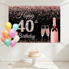 Layoris Shining Pink And Black Lady 40Th Birthday Backdrop