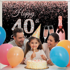 Layoris Shining Pink And Black Lady 40Th Birthday Backdrop