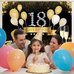 Layoris 18Th Golden High Heels Balloons Birthday Backdrop
