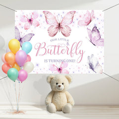 Layoris Our Little Butterfly Is Turning One Birthday Backdrop
