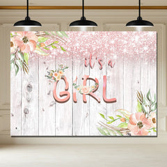 Layoris It'S A Girl Florl Wooden Baby Shower Backdrop