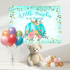 Layoris Mint Green Pumpkin Baby Shower Backdrop