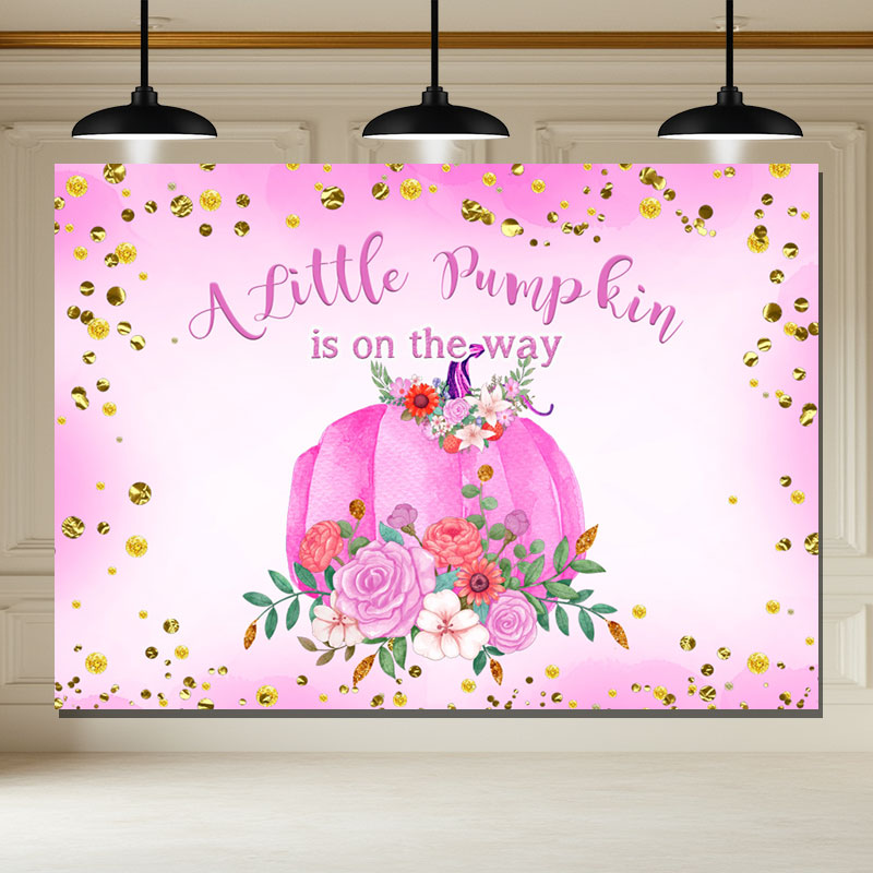 Layoris Hot Pink Pumpkin Baby Shower Party Backdrop