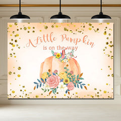 Layoris Orange Pumpkin On The Way Baby Shower Backdrop