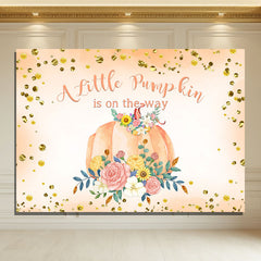 Layoris Orange Pumpkin On The Way Baby Shower Backdrop