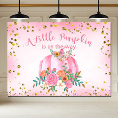 Layoris A Pink Pumpkin On The Way Baby Shower Backdrop