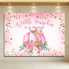 Layoris A Pink Pumpkin On The Way Baby Shower Backdrop