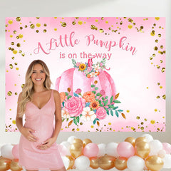 Layoris A Pink Pumpkin On The Way Baby Shower Backdrop
