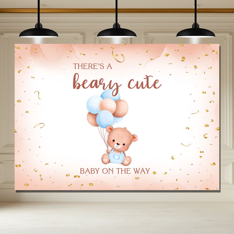 Layoris There'S A Beary Cute Baby Is On The Way Backdrop