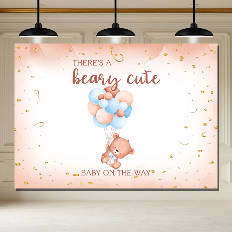 Layoris Beary Cute Bear Balloon Baby Shower Backdrop