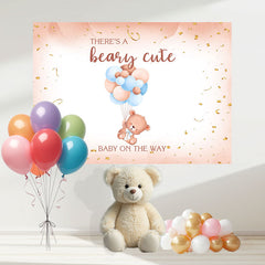 Layoris Beary Cute Bear Balloon Baby Shower Backdrop
