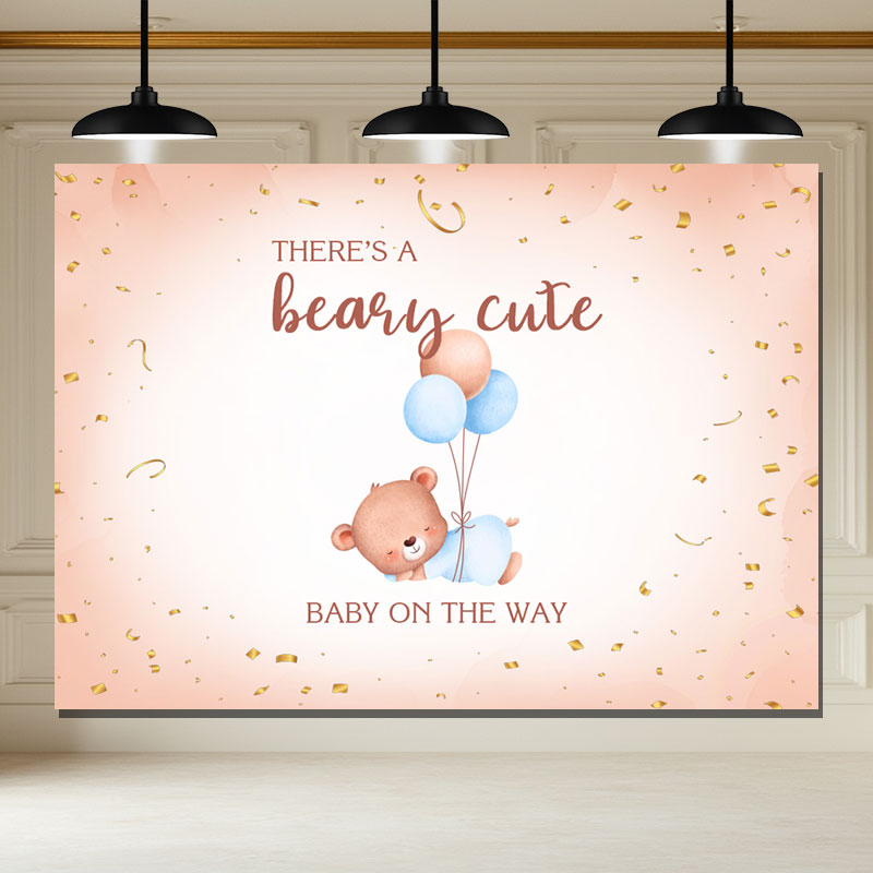 Layoris A Beary Cute Sleeping Bear Baby Shower Backdrop