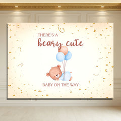 Layoris There'S A Beary Cute Sleeping Bear Baby Shower Backdrop