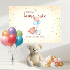 Layoris There'S A Beary Cute Sleeping Bear Baby Shower Backdrop