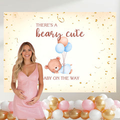 Layoris There'S A Beary Cute Sleeping Bear Baby Shower Backdrop