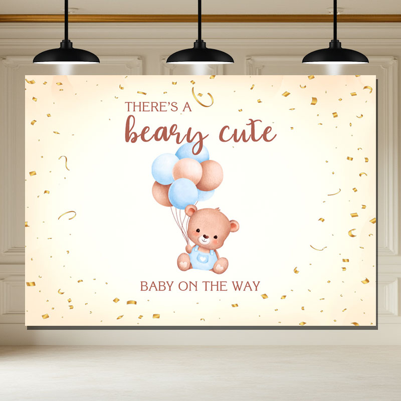 Layoris Watercolor Beary Cute Bear Baby Shower Backdrop