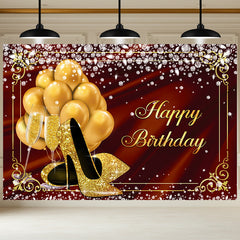 Layoris Dazzling High Heels Red Satin Birthday Backdrop