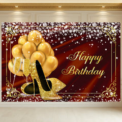 Layoris Dazzling High Heels Red Satin Birthday Backdrop