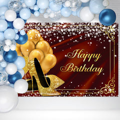 Layoris Dazzling High Heels Red Satin Birthday Backdrop