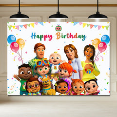 Layoris Cartoon Portrait Balloons Birthday Backdrop
