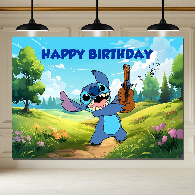 Layoris Cartoon Outdoor Forest Scenery Birthday Backdrop
