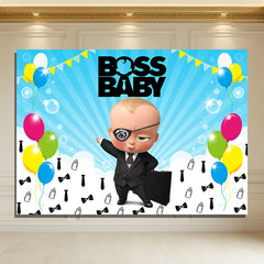 Layoris Boss Baby Cartoon Balloons Birthday Backdrop