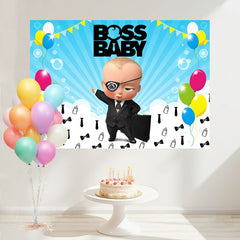 Layoris Boss Baby Cartoon Balloons Birthday Backdrop