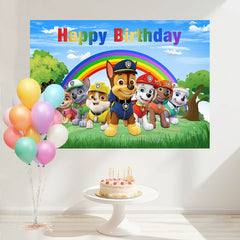 Layoris Cartoon Dog Rainbow Forest Birthday Backdrop