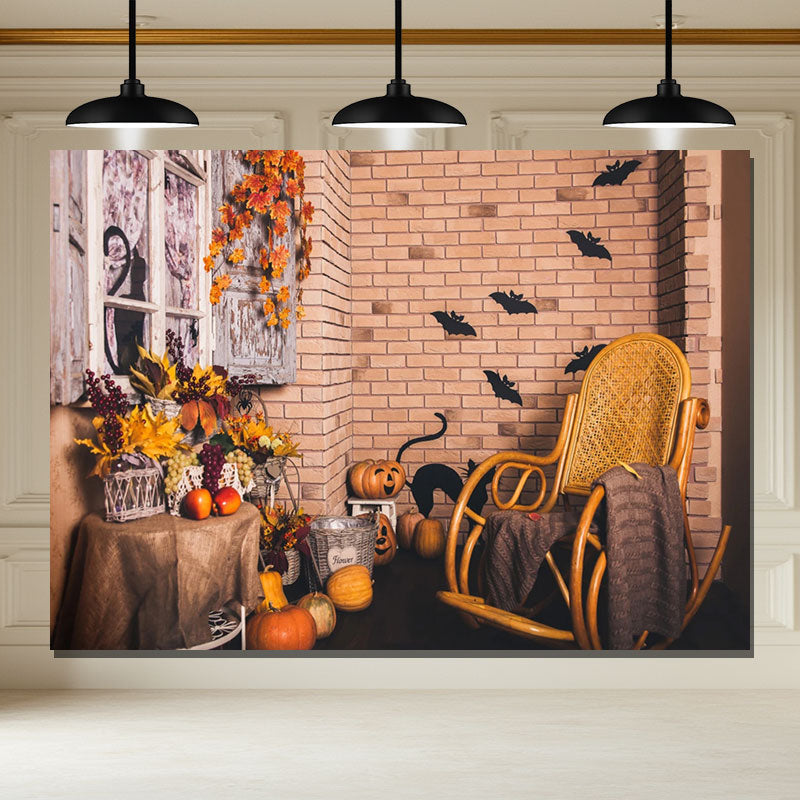 Layoris Halloween Brick Wall Interior Photo Backdrop