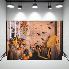 Layoris Halloween Brick Wall Interior Photo Backdrop
