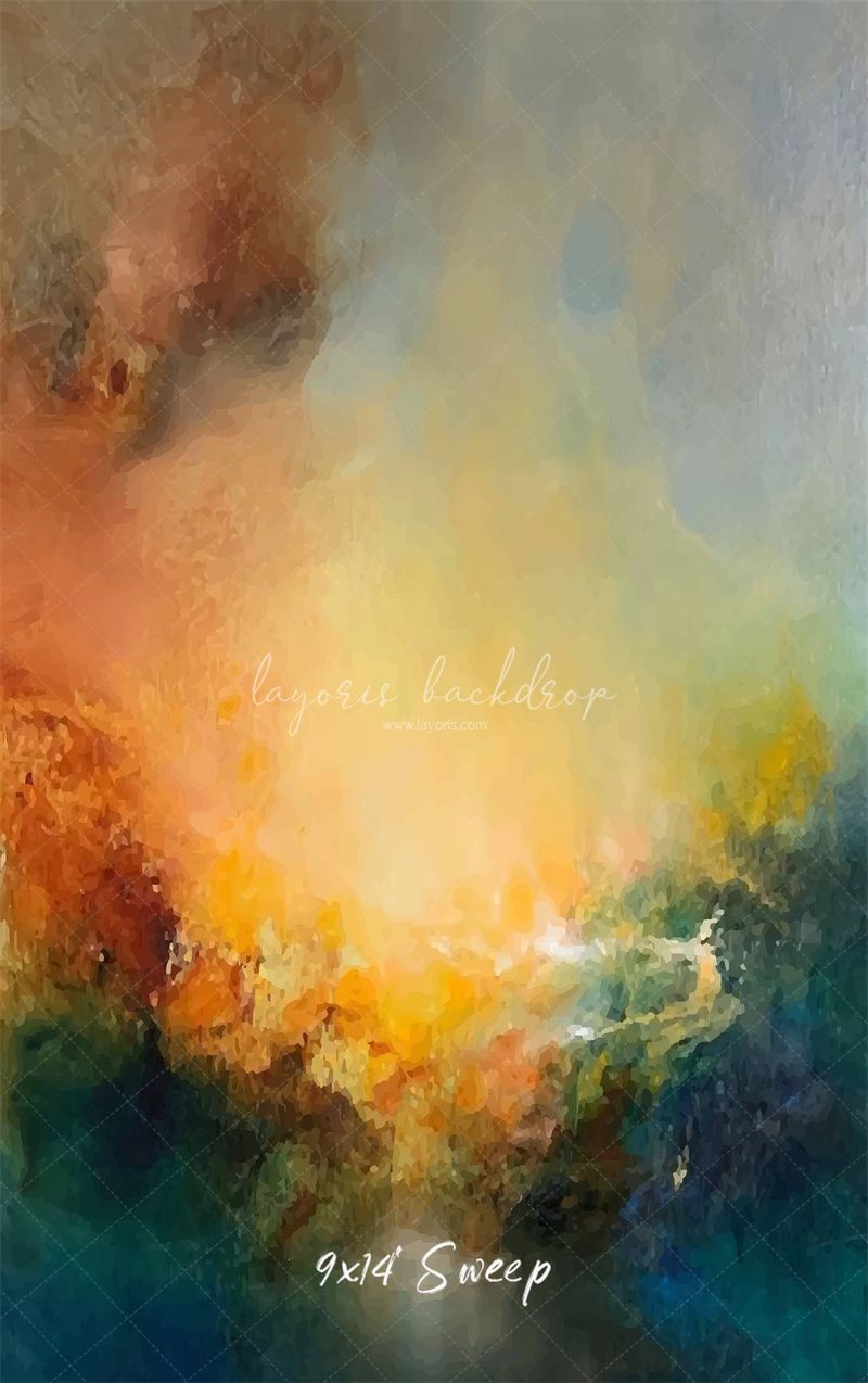 Fine Art Cloud Orange Blue Fusion Photo Backdrop - Layoris