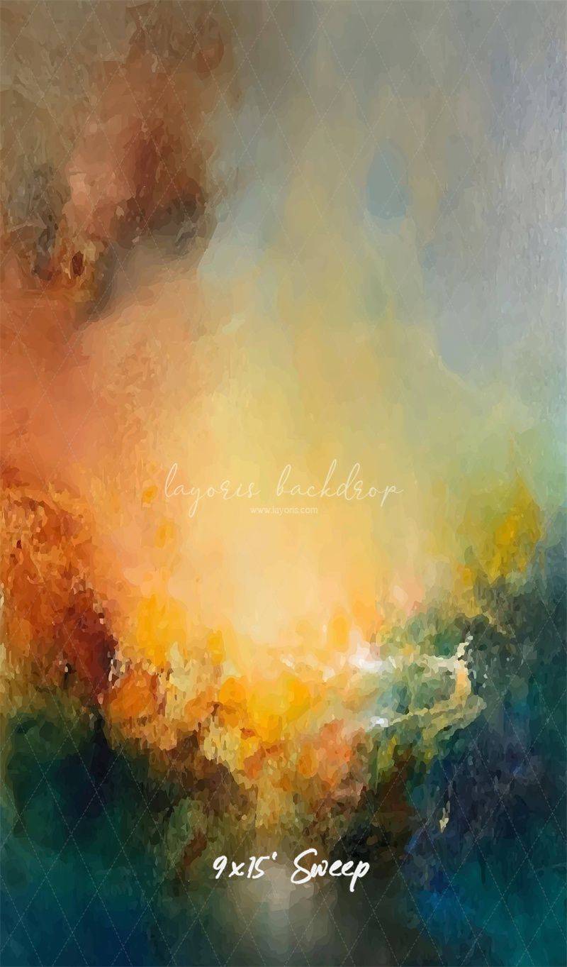 Fine Art Cloud Orange Blue Fusion Photo Backdrop - Layoris