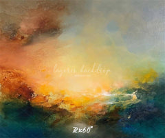 Fine Art Cloud Orange Blue Fusion Photo Backdrop - Layoris