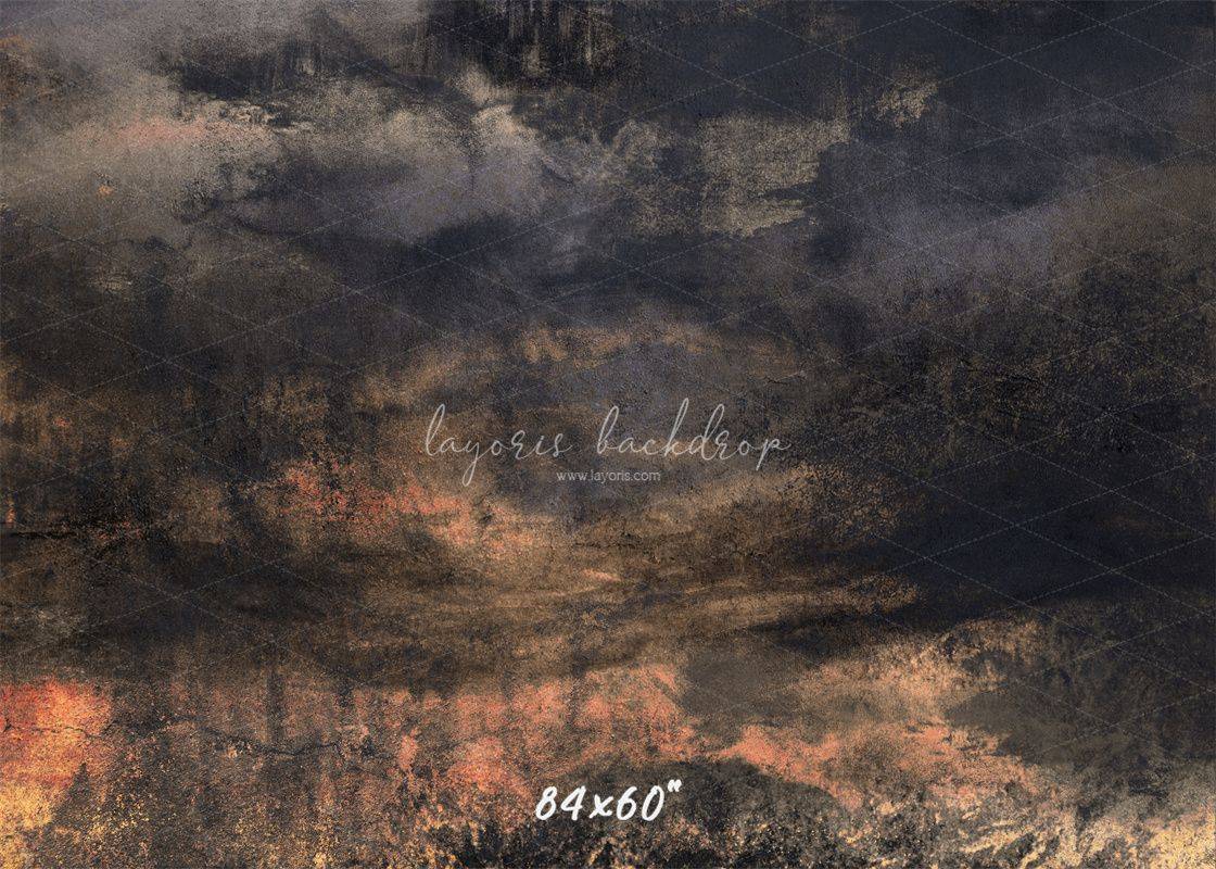 Black Orange Vintage Wall Photography Backdrop - Layoris