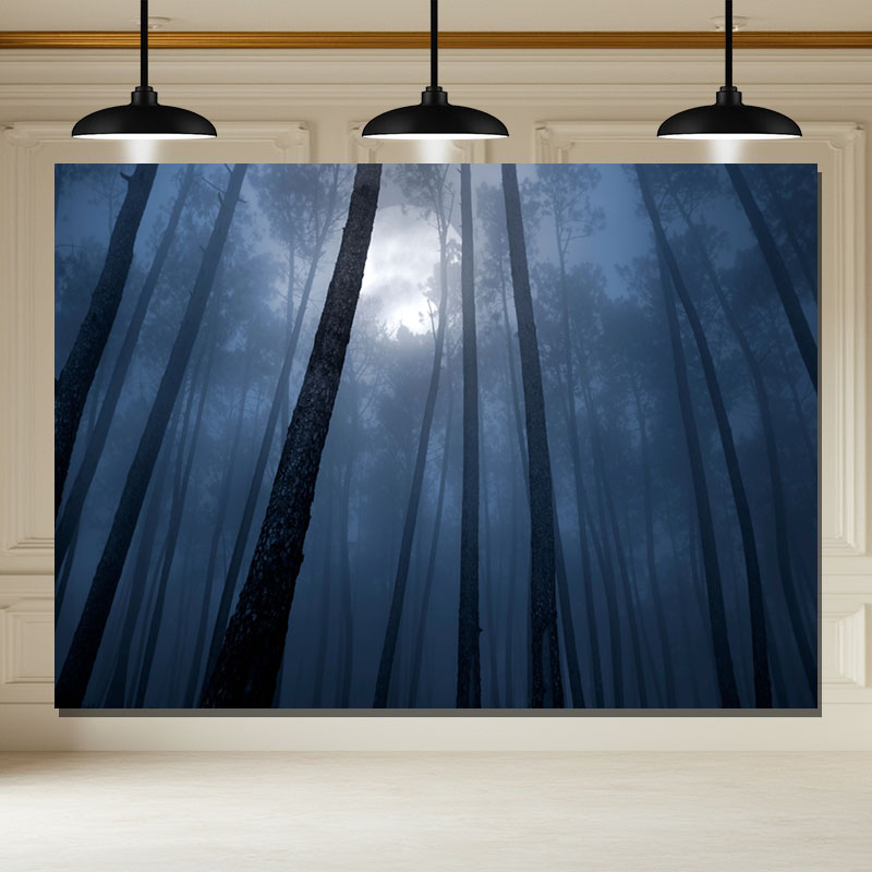 Layoris Spooky Foggy Night Forest Halloween Backdrop
