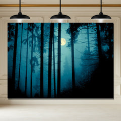 Layoris Scary Foggy Night Forest Halloween Backdrop