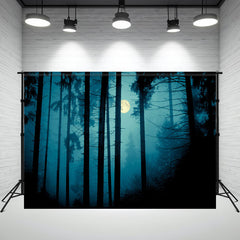 Layoris Scary Foggy Night Forest Halloween Backdrop